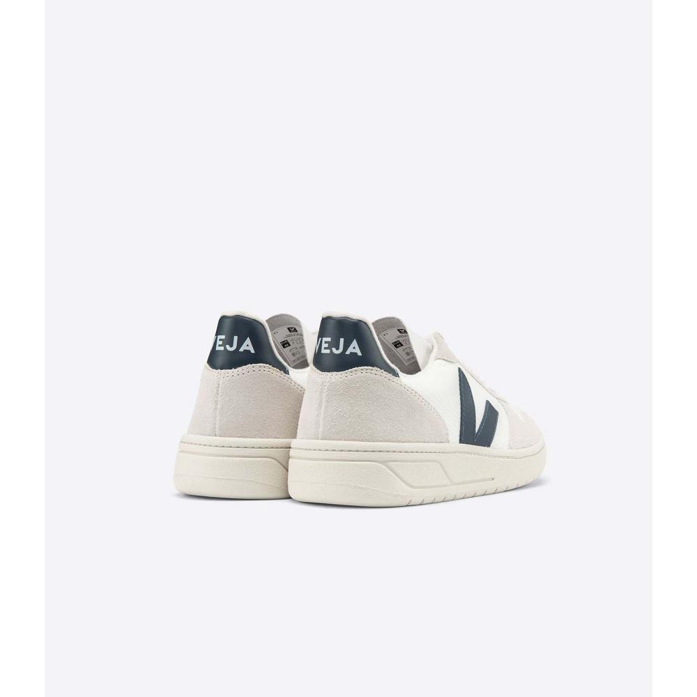 Veja V-10 B-MESH Women's Sneakers White/Blue | NZ 662QMA